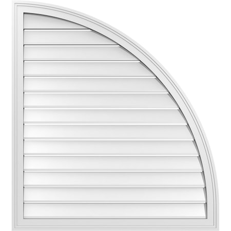 Ekena Millwork Quarter Round Top Right Surface Mount PVC Gable Vent w/ 2"W x 1-1/2"P Brickmould Frame, 36"W x 40"H GVPQR36X4002SF